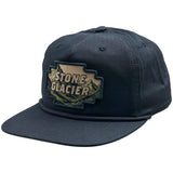Stone Glacier SG Basin Patch 5-Panel Hat in Black, front view